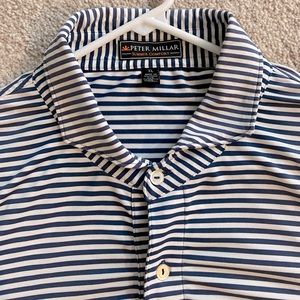Peter Millar Navy and Light Blue Striped Golf Polo!